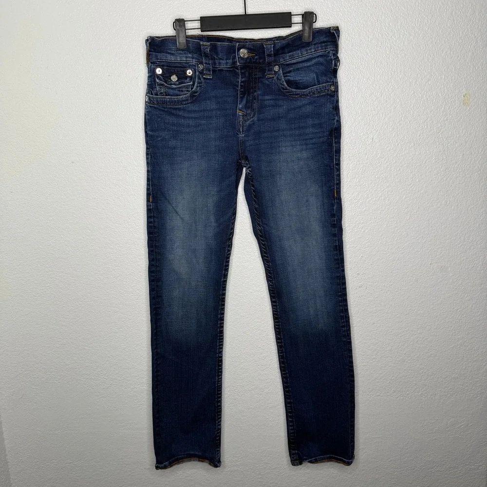 True Religion Ricky Relaxed Straight Jeans Mens 29 Dark Wash Blue Denim